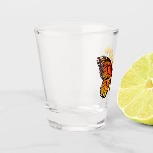 黄色のカリフォルニアポピーを持つ花蝶 ショットグラス (左)
