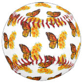 黄色のカリフォルニアポピーを持つ花蝶 ソフトボール (裏面)