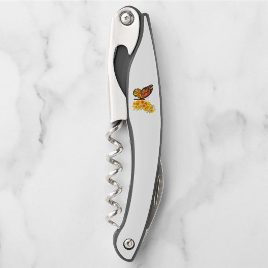 黄色のカリフォルニアポピーを持つ花蝶 ソムリエナイフ (正面)