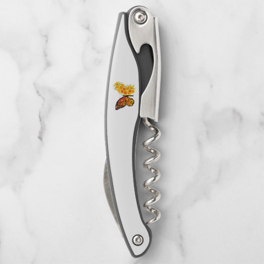 黄色のカリフォルニアポピーを持つ花蝶 ソムリエナイフ (裏面)