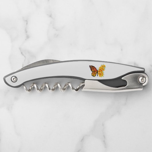 黄色のカリフォルニアポピーを持つ花蝶 ソムリエナイフ (裏面)