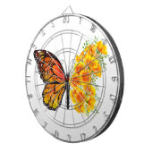 黄色のカリフォルニアポピーを持つ花蝶 ダーツボード (正面右)