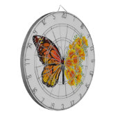 黄色のカリフォルニアポピーを持つ花蝶 ダーツボード (正面左)