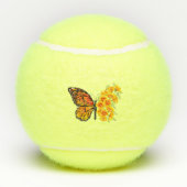 黄色のカリフォルニアポピーを持つ花蝶 テニスボール (裏面)