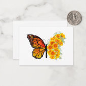 黄色のカリフォルニアポピーを持つ花蝶 ノートカード (正面/裏面インサイチュ)