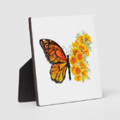 黄色のカリフォルニアポピーを持つ花蝶 フォトプラーク (正面)