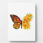 黄色のカリフォルニアポピーを持つ花蝶 フォトプラーク (正面)