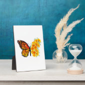 黄色のカリフォルニアポピーを持つ花蝶 フォトプラーク (側面)