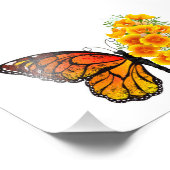 黄色のカリフォルニアポピーを持つ花蝶 フォトプリント            (角)