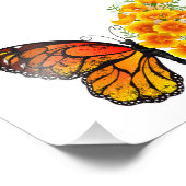 黄色のカリフォルニアポピーを持つ花蝶 フォトプリント            (角)