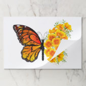 黄色のカリフォルニアポピーを持つ花蝶 ペーパーパッド (折り畳み)