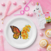 黄色のカリフォルニアポピーを持つ花蝶 ペーパープレート (パーティー)