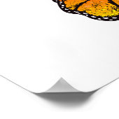 黄色のカリフォルニアポピーを持つ花蝶 ポスター (角)