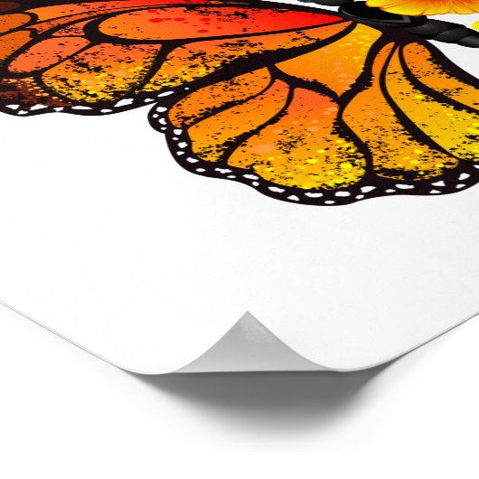 黄色のカリフォルニアポピーを持つ花蝶 ポスター (角)