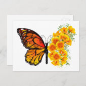 黄色のカリフォルニアポピーを持つ花蝶 ポストカード (正面/裏面)