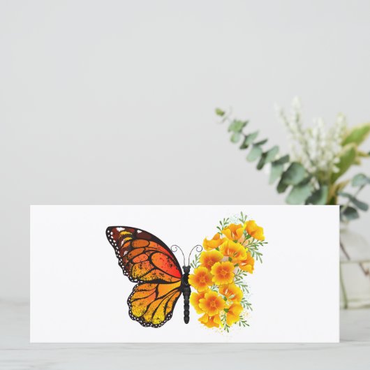 黄色のカリフォルニアポピーを持つ花蝶 メニュー (スタンド正面)