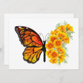 黄色のカリフォルニアポピーを持つ花蝶 メニュー (正面/裏面)