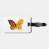 黄色のカリフォルニアポピーを持つ花蝶 ラゲッジタグ (裏面横)