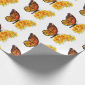 黄色のカリフォルニアポピーを持つ花蝶 ラッピングペーパー (角)