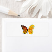 黄色のカリフォルニアポピーを持つ花蝶 ラベル (インサイチュ)