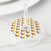 黄色のカリフォルニアポピーを持つ花蝶 ワイングラスタグ (クローズアップ)