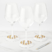 黄色のカリフォルニアポピーを持つ花蝶 ワイングラスタグ (セット)