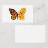 黄色のカリフォルニアポピーを持つ花蝶 割引カード (正面/裏面)