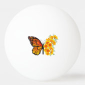 黄色のカリフォルニアポピーを持つ花蝶 卓球ボール (裏面)