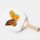 黄色のカリフォルニアポピーを持つ花蝶 卓球ラケット (横)