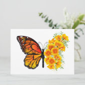 黄色のカリフォルニアポピーを持つ花蝶 招待状 (スタンド正面)
