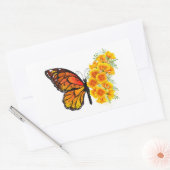 黄色のカリフォルニアポピーを持つ花蝶 長方形シール (封筒)