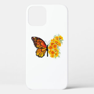 黄色のカリフォルニアポピーを持つ花蝶 iPhone 12 PROケース