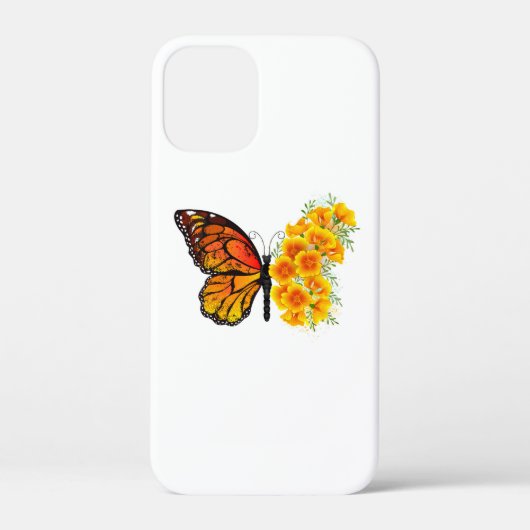 黄色のカリフォルニアポピーを持つ花蝶 Case-Mate iPhoneケース (裏面)
