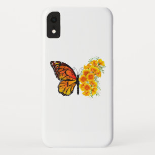 黄色のカリフォルニアポピーを持つ花蝶 iPhone XRケース