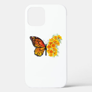 黄色のカリフォルニアポピーを持つ花蝶 iPhone 12 PROケース