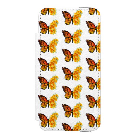黄色のカリフォルニアポピーを持つ花蝶 INCIPIO iPhoneウォレットケース (フォリオ 正面)