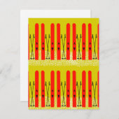 黄色のカードに赤いスキー シーズンカード (正面/裏面)