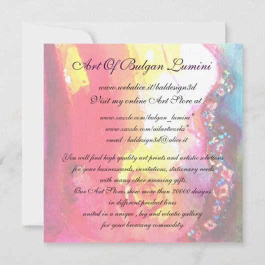 黄色のカーニバルマスク マスクパーティー 招待状 (裏面)