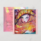 黄色のカーニバルマスク 仮面舞踏会 パーティーのマスク 招待状 (正面/裏面)