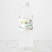 黄色のカーバルーン白い赤ちゃんシャワー ペットボトルラベル (正面)