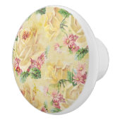 黄色のガーリーバラとピンクのデイジー セラミックノブ (右)