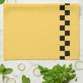 黄色のキャブ市松模様にパターン キッチンタオル (折り畳み)