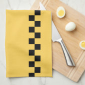 黄色のキャブ市松模様にパターン キッチンタオル (四つ折り)