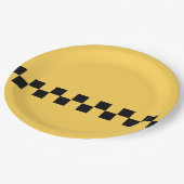 黄色のキャブ市松模様にパターン ペーパープレート (アングル)