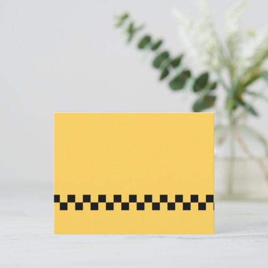 黄色のキャブ市松模様にパターン ポストカード (スタンド正面)