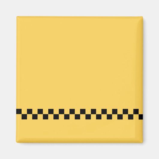 黄色のキャブ市松模様にパターン マグネット (正面)