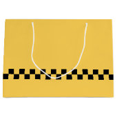 黄色のキャブ市松模様にパターン ラージペーパーバッグ (正面)