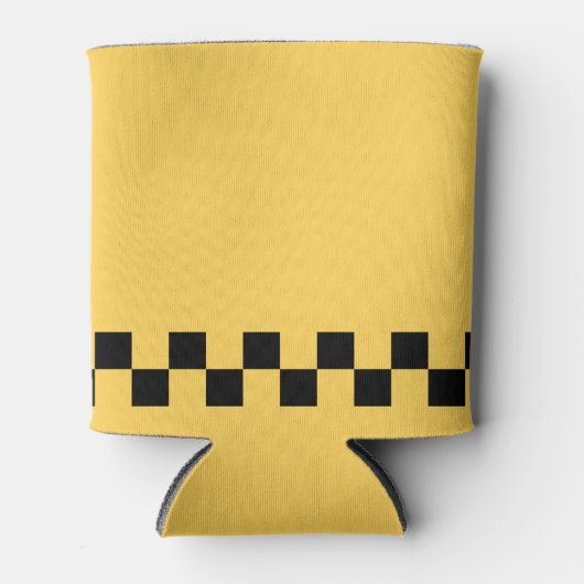 黄色のキャブ市松模様にパターン 缶クーラー (正面)