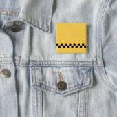 黄色のキャブ市松模様にパターン 缶バッジ (インサイチュ)