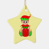 黄色のキュートなクリスマスエルフ セラミックオーナメント (右)
